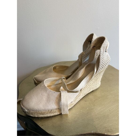 Anthro‎ Soludos Soludos Tall Wedge Espadrilles Size 9.5 Cream - Picture 7 of 12